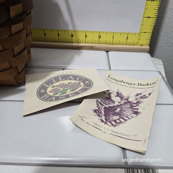 Longaberger 1994 May Series Lilac Basket, Liner, Tie On,  Protector set - Picture 3 of 10